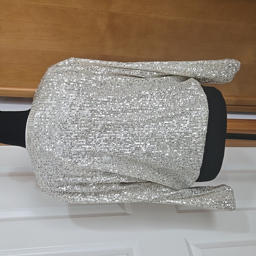 Halogen Sequin Silver Women's Jacket - image 5